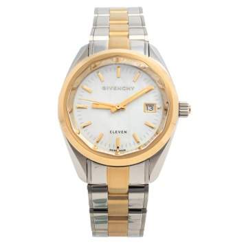 Pre Owned Givenchy Mother Of Pearl Two Tone Stainless Steel Eleven GY100062S09 Women's Wristwatch 35 mm