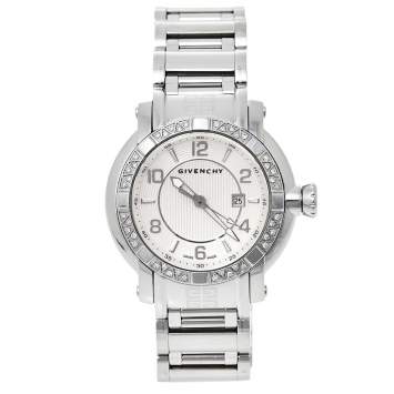 Pre Owned Givenchy Silver Stainless Steel Diamonds GV.5202L Women's Wristwatch 36 mm