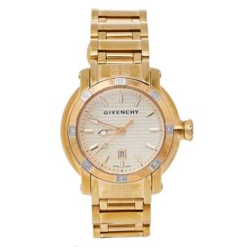 Pre Owned Givenchy Yellow Gold Plated Stainless Steel Diamond GV.5202L Women's Wristwatch 36 mm