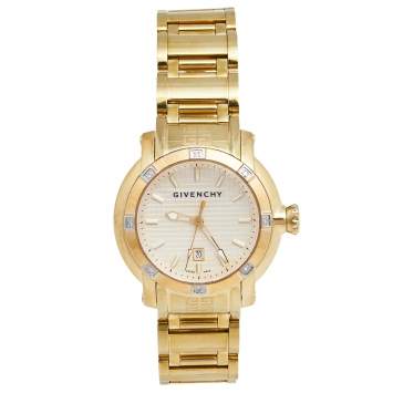 Pre Owned Givenchy Yellow Gold Plated Stainless Steel Diamond GV.5202L Women's Wristwatch 36 mm
