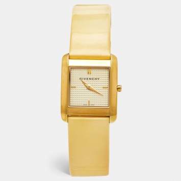 Pre Owned Givenchy Champagne Gold Plated Stainless Steel Leather GV.5200L Women's Wristwatch 27 mm