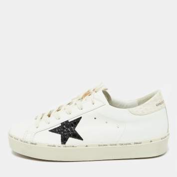Pre Owned Golden Goose White Leather Hi Star Lace Up Sneakers Size 42