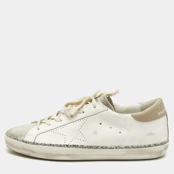 مملوكة مسبقًا حذاء رياضي غولدن غوس سوبر ستار سويدي وجلد أحمر/وردي منخفض من أعلى مقاس 38