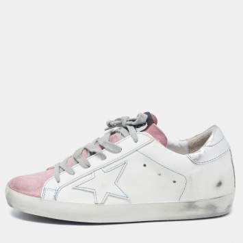 Pre Owned Golden Goose Tricolor Suede and Leather Superstar Sneakers Size 37
