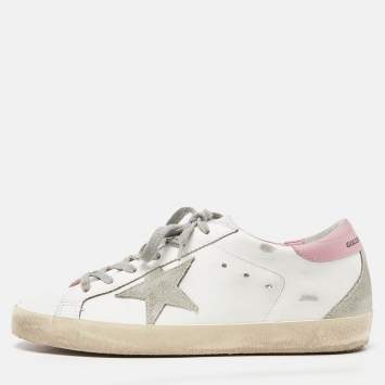 مملوكة مسبقًا Golden Goose White Leather Hi Star Low Top Sneakers Size 39
