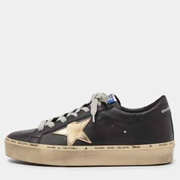 Pre Owned Golden Goose Black Leather Hi Star Low Top Sneakers Size 39