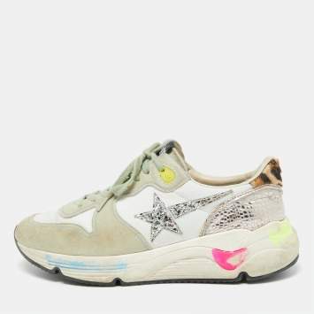 Pre Owned Golden Goose Multicolor Leather, Mesh and Suede Low Top Sneakers Size 38