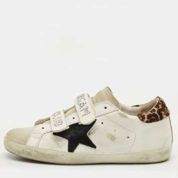 Pre Owned Golden Goose Old school Size 37 White/Grey Leather and Suede Low Top Sneakers