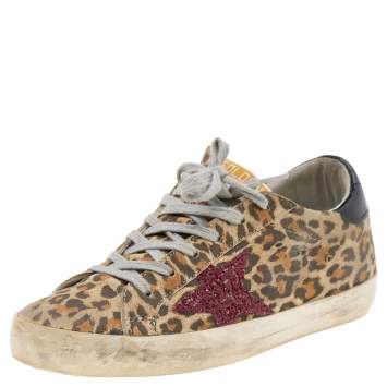 مملوكة مسبقًا Golden Goose Beige Patent Leather And Suede Superstar Sneakers Size 36