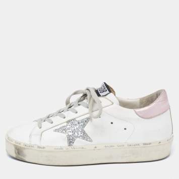 Pre Owned Golden Goose White Leather Hi Star Low-Top Sneakers Size 38