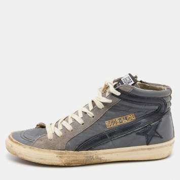 Pre Owned Golden Goose Grey Suede And Leather Slide High Top Sneakers Size 38 