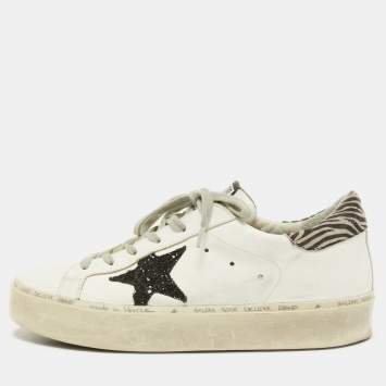 Pre Owned Golden Goose White Leather Hi Star Sneakers Size 39