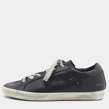 Pre Owned Golden Goose Black Leather Superstar Sneakers Size 39