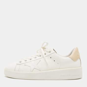 Pre Owned Golden Goose White Leather Purestar Sneakers Size 39