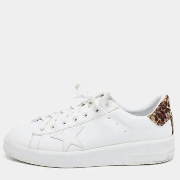 Pre Owned Golden Goose White Leather and Calf Hair PureStar Sneakers Size 41