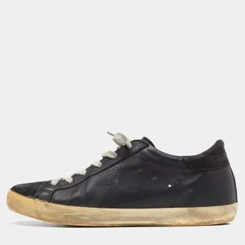 Pre Owned Golden Goose Black Leather Superstar Sneakers Size 39