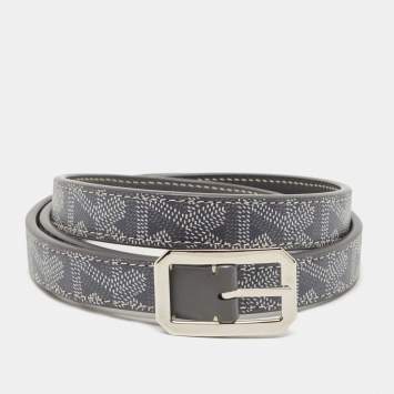Goyard Grey Goyardine Coated Canvas and Leather Olympic Belt 95CM