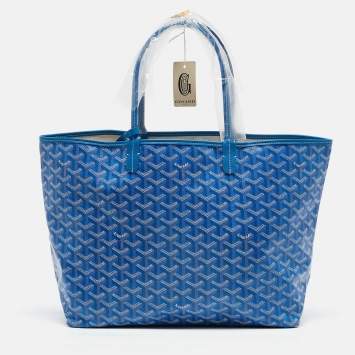Goyard Blue Goyardine Coated Canvas and Leather Saint Louis PM Tote