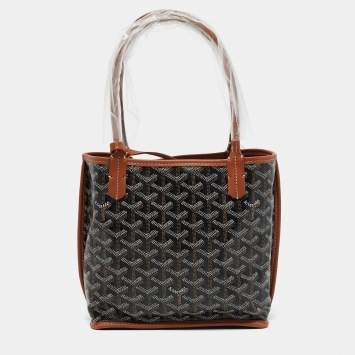 Goyard Black/Tan Goyardine Coated Canvas and Leather Mini Reversible Anjou Tote