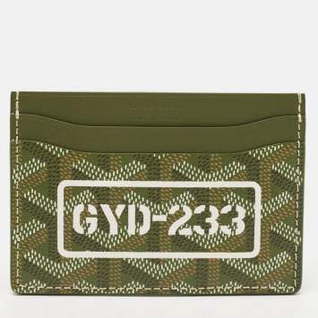 Pre Owned Goyard Khaki Goyardine Coated Canvas and Leather Saint Sulpice Card Holder