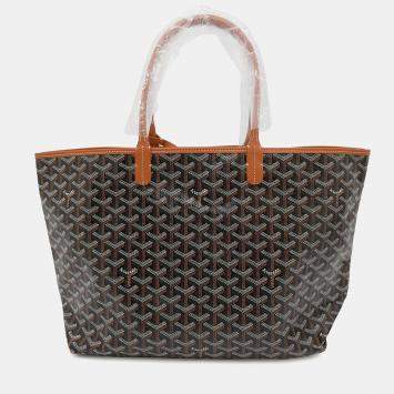 Goyard Saint Louis PM Natural/Black Pvc Coated Canvas Leather Tote Bag 