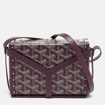 Goyard Burgundy Goyardine Coated Canvas and Leather Minaudière Trunk Bag
