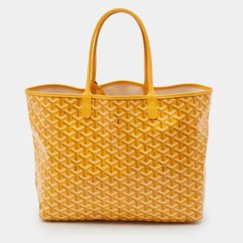 Pre Owned Goyard Yellow Goyardine Coated Canvas and Leather Saint Louis PM Tote