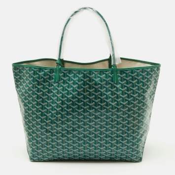 Pre Owned Goyard Green Goyardine Coated Canvas and Leather Saint Louis GM Tote