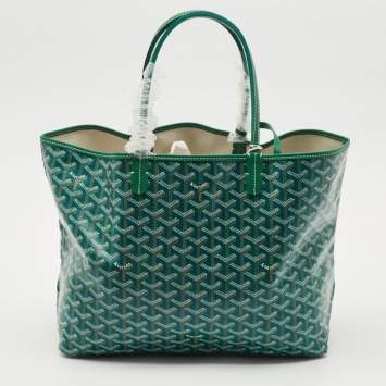 Pre Owned Goyard Green Goyardine Coated Canvas and Leather Saint Louis PM Tote