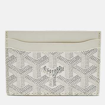 Pre Owned Goyard White Goyardine Coated Canvas and Leather Saint Sulpice Card Holder