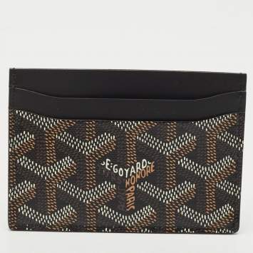 Pre Owned Goyard Black Goyardine Coated Canvas and Leather Saint Sulpice Card Holder