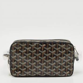 Pre Owned Goyard Black Goyardine Coated Canvas and Leather Cap Vert PM Crossbody Bag