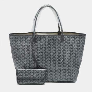 Pre Owned Goyard Grey Goyardine Coated Canvas and Leather Saint Louis GM Tote