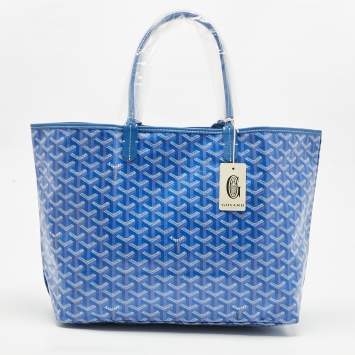 Pre Owned Goyard Blue Goyardine Coated Canvas and Leather Saint Louis PM Tote