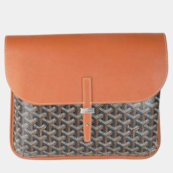 Pre Owned Goyard Gold Black Goyardine Canvas Coursier Messenger MM