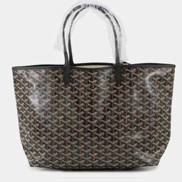 Pre Owned Goyard Saint Louis Black Pvc Leather PM Handbag