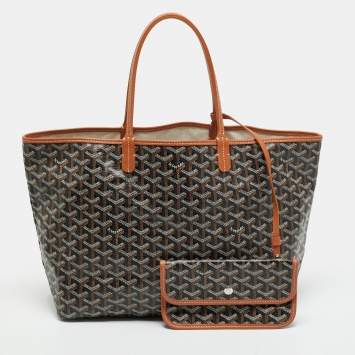 Pre Owned Goyard Saint Louis PM Brown Goyardine Coated Canvas and Leather Tote
