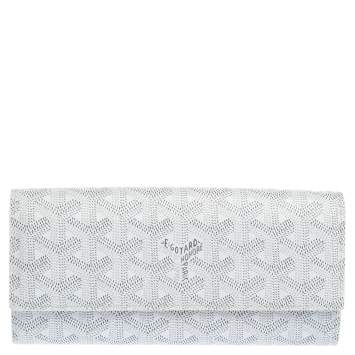 Pre Owned Goyard White Goyardine Coated Canvas Varenne Continental Wallet