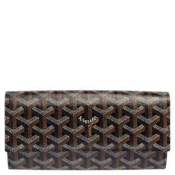 Pre Owned Goyard Black Goyardine Coated Canvas Varenne Continental Wallet