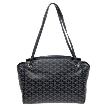 Pre Owned Goyard Navy Blue Goyardine Coated Canvas Sac Rouette PM Shoulder Bag