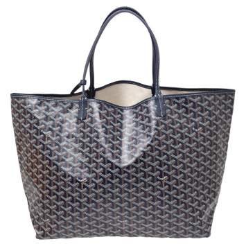 Pre Owned Goyard Navy Blue Goyardine Coated Canvas St. Louis GM Tote