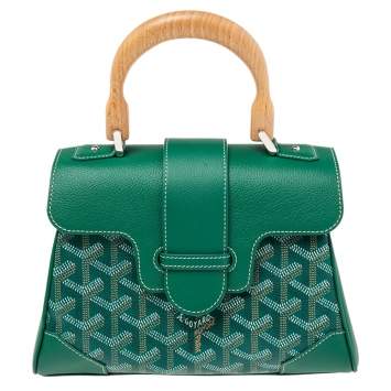 Pre Owned Goyard Green Goyardine Canvas and Leather Mini Saigon Top Handle Bag