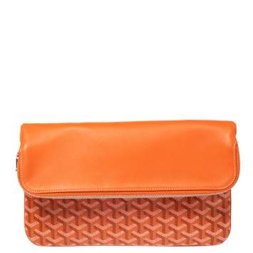Pre Owned Goyard Orange Goyardine Coated Canvas Sainte Marie Clutch