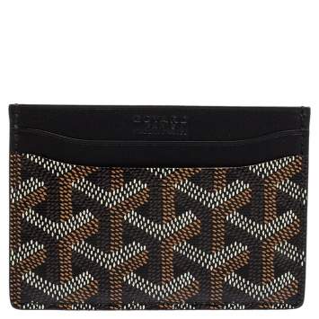 Pre Owned Goyard Black Goyardine Coated Canvas and Leather Saint Sulpice Card Holder