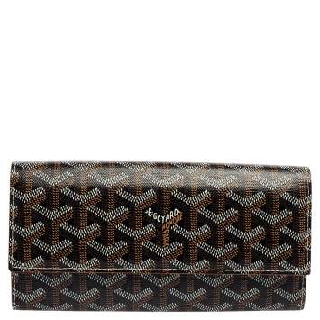 Pre Owned Goyard Black Goyardine Coated Canvas Varenne Continental Wallet
