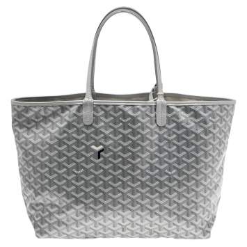 Pre Owned Goyard Silver/White Goyardine Coated Canvas Saint Louis Claire Voie Tote