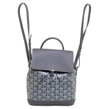 Pre Owned Goyard Grey Goyardine Coated Canvas And Leather Mini Alpin Backpack