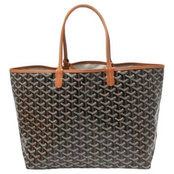 Pre Owned Goyard Brown/Tan Goyardine Coated Canvas and Leather Saint Louis PM Tote