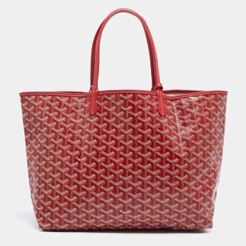 Pre Owned Goyard Red Goyardine Coated Canvas and Leather Saint Louis PM Tote