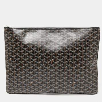 Pre Owned Goyard Black Goyardine Coated Canvas Senat GM Clutch